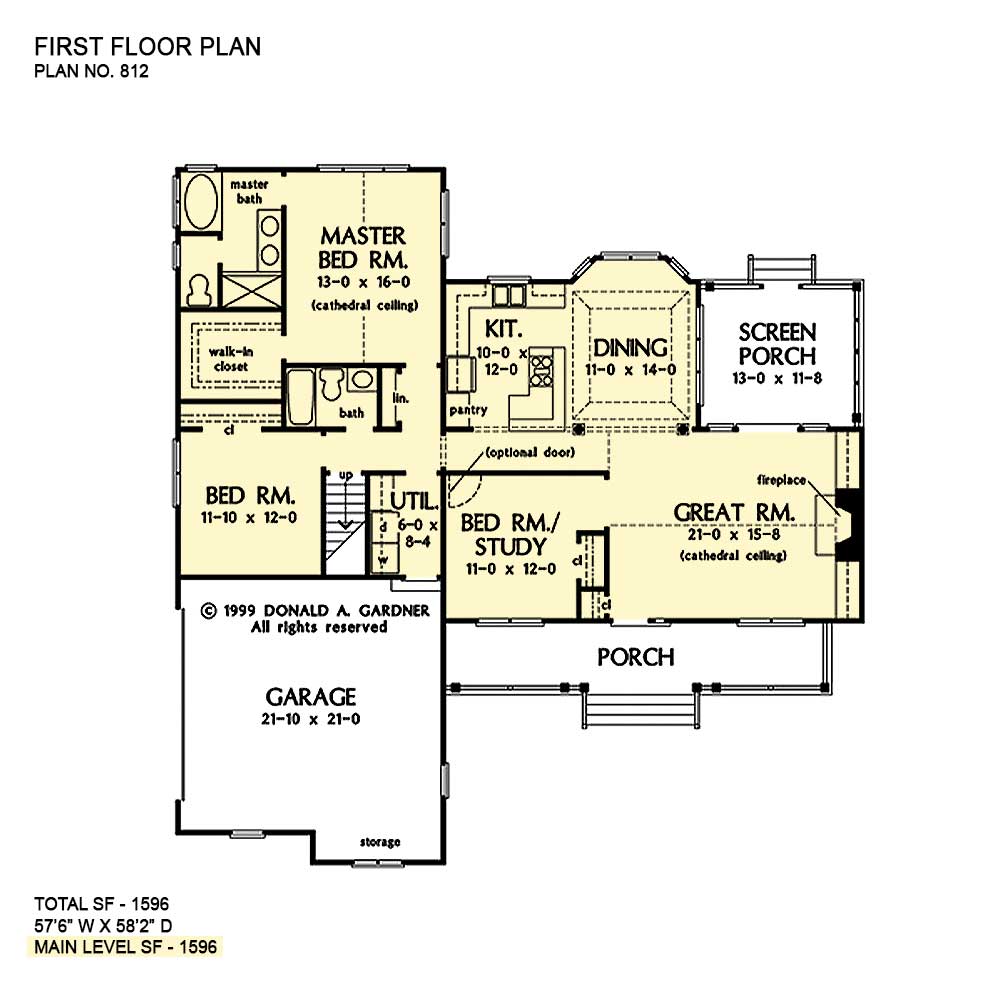 This is the first floor plan image for small house plan 812 The Chesden
