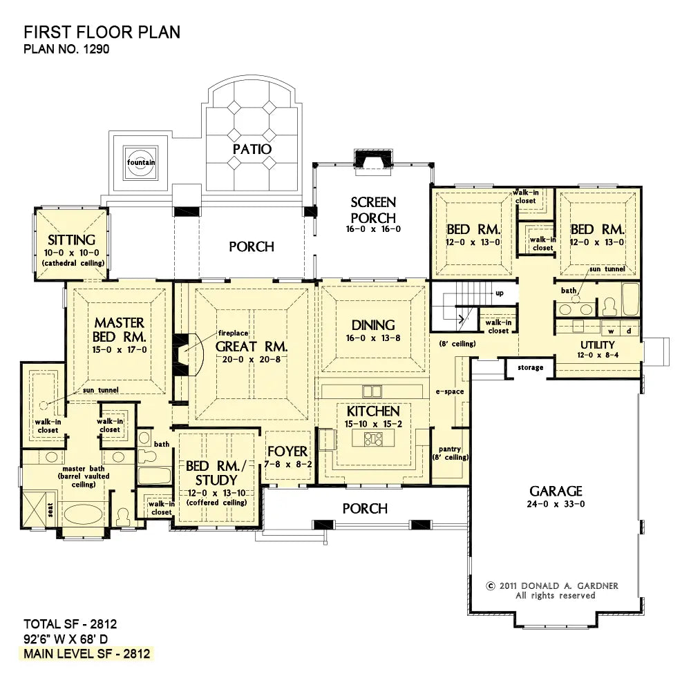 This is the first floor plan image for craftsman house plan 1290 The Chesnee