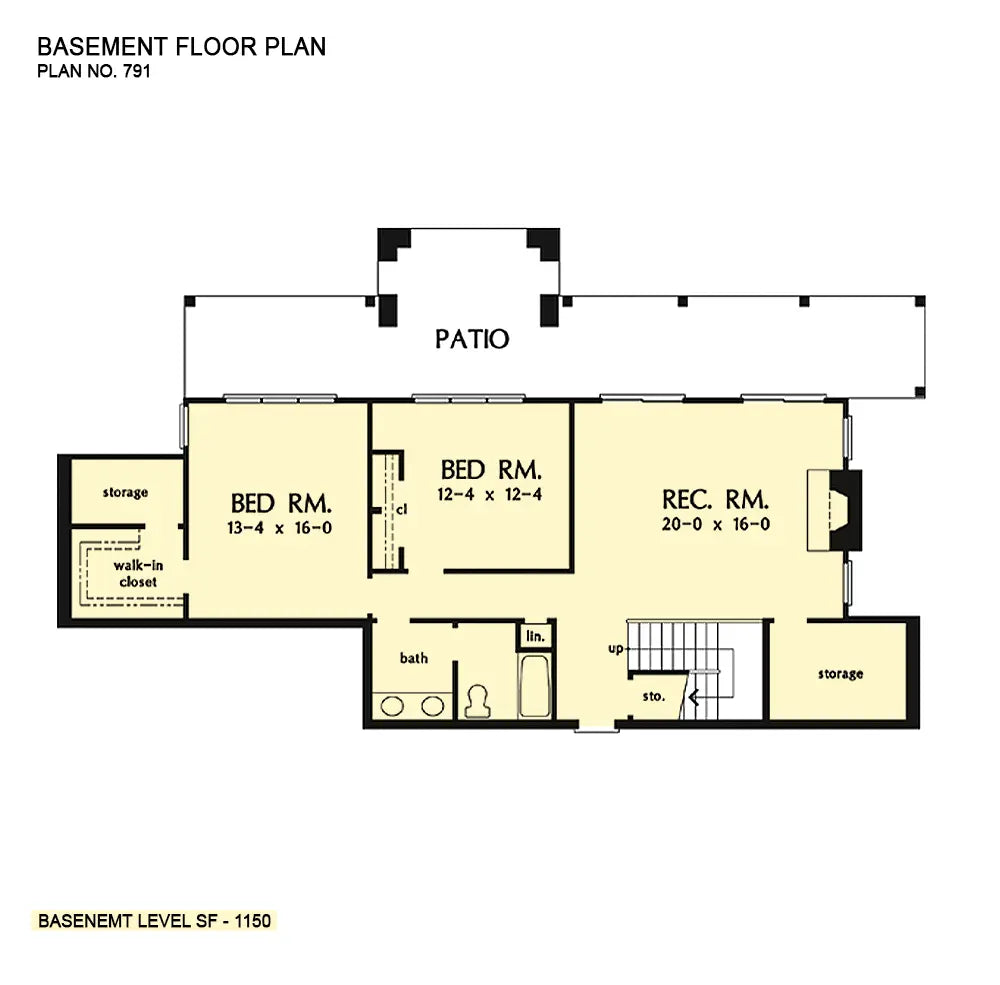 This is the basement floor plan image for walkout basement house plan 791 The Clairemont