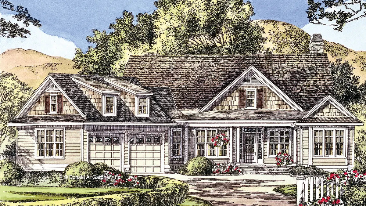 This is an illustration of the front of craftsman house plan 791 The Clairemont