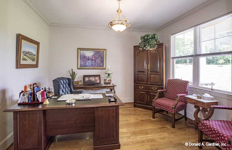 Quiet space for work in this spacious study. The Cline plan 1419