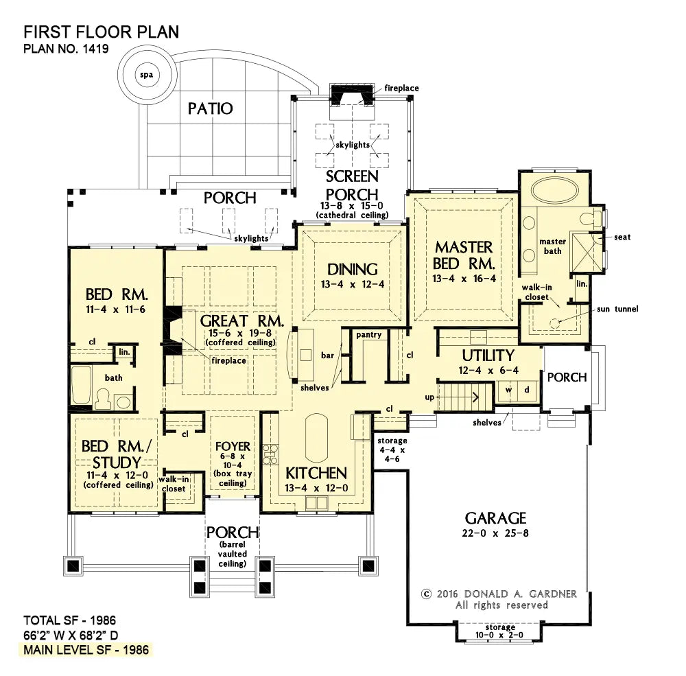 This is the first floor plan image for cottage house plan 1419 The Cline