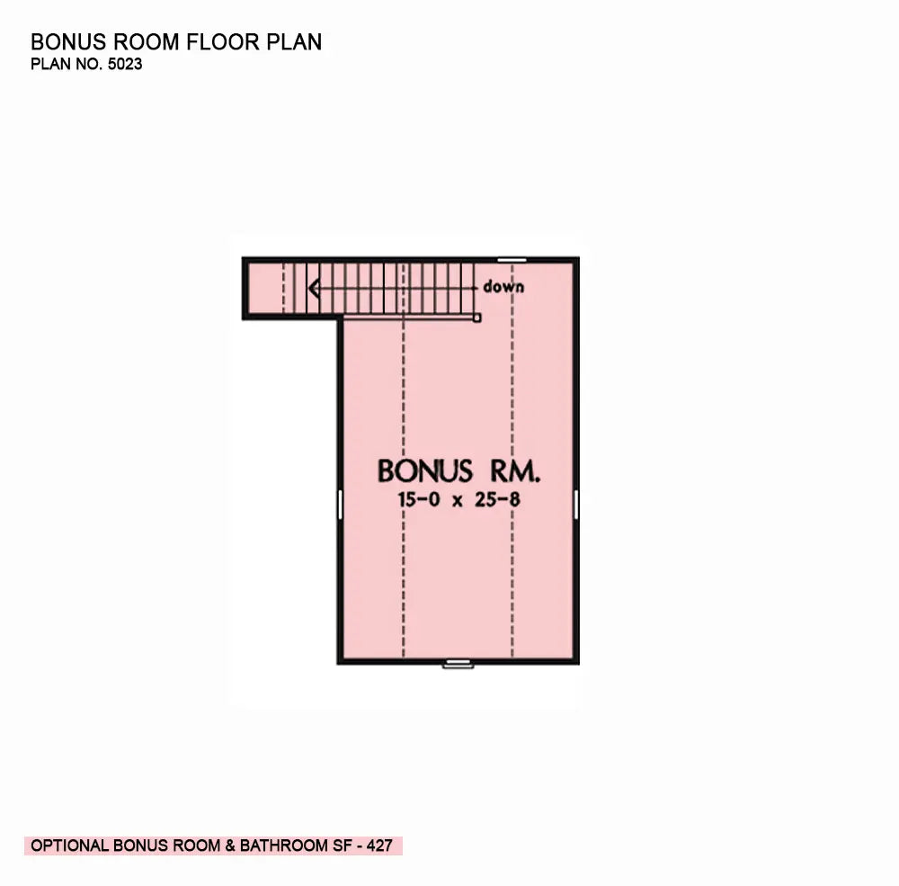 This is the bonus room floor plan image for craftsman house plan 5023 The Cloverbrook