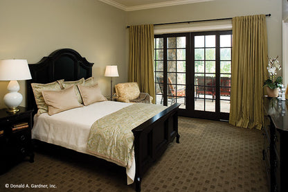 French patio doors in the secondary bedroom. The Clubwell Manor plan 5037. 