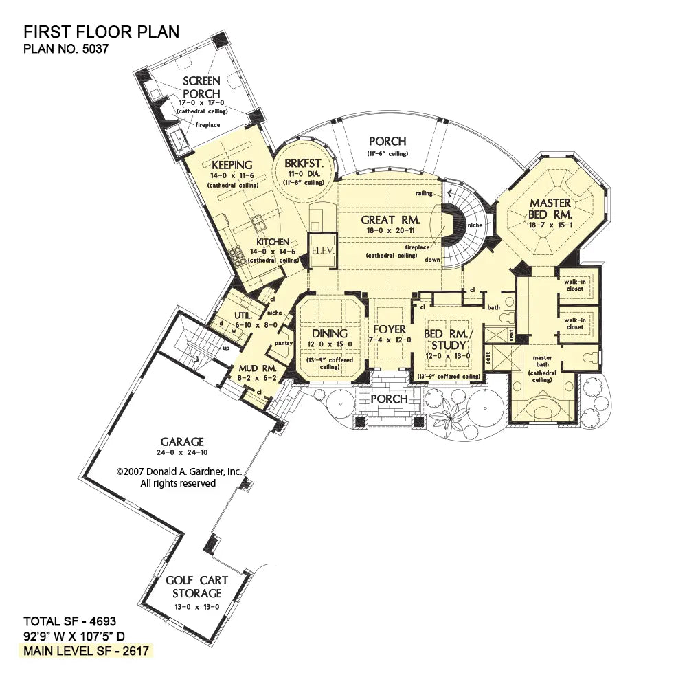 This is the first floor plan image for luxury house plan 5037 The Clubwell Manor