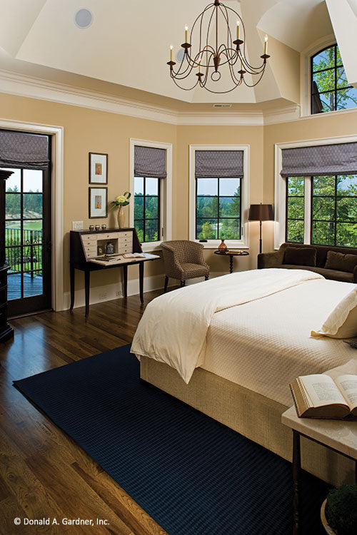 Porch door in the master bedroom. The Clubwell Manor plan 5037. 