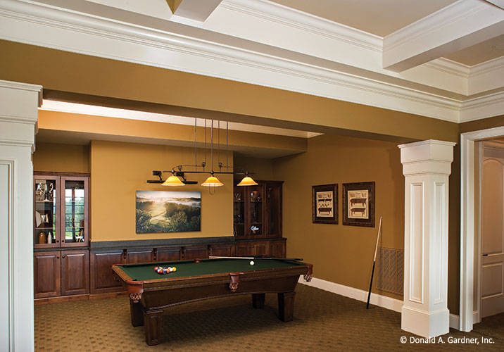 Pool table in the rec room. The Clubwell Manor plan 5037. 