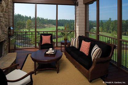 Seating in the screened in porch. The Clubwell Manor plan 5037. 