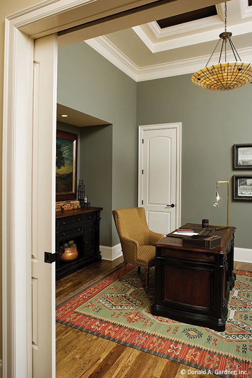 Pocket door to the study. The Clubwell Manor plan 5037. 