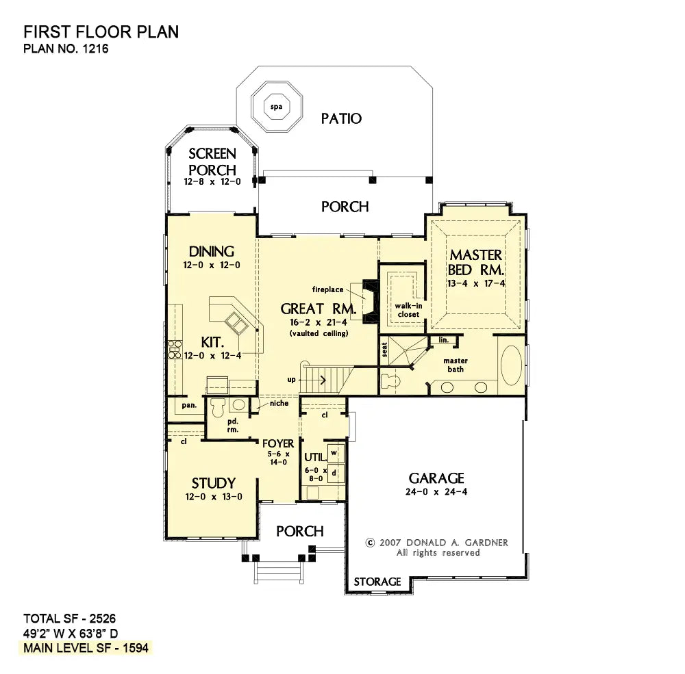 This is the first floor plan image for two story house plan 1216 The Collier