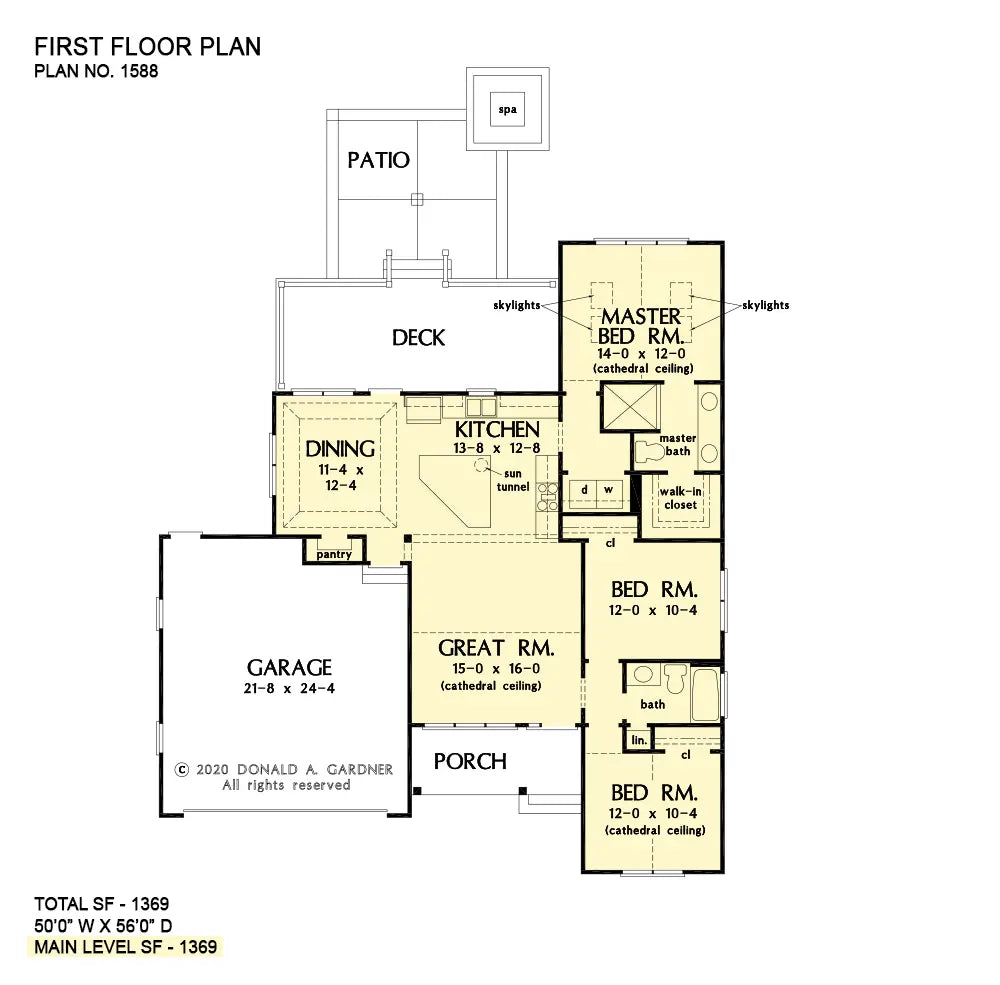 This is the first floor plan image for small house plan 1588 The Collins