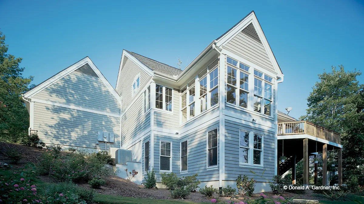 Rear view photograph with a walk-out basement. The Colridge plan 1012.