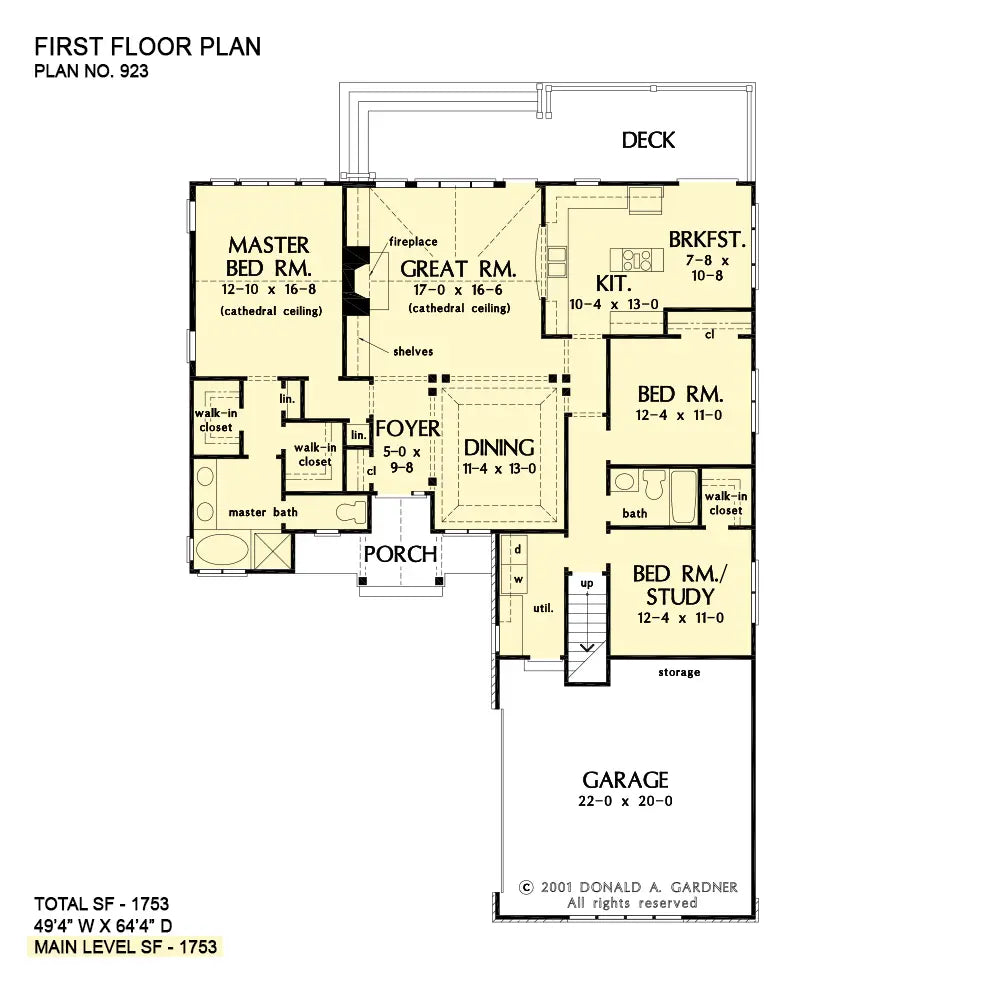 This is the first floor plan image for narrow lot house plan 923 The Colthorpe