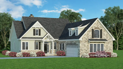 This is an illustration of the front of narrow lot house plan 923 The Colthorpe