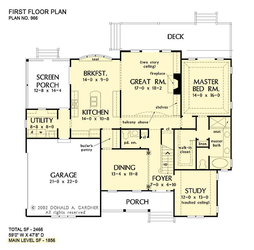 This is the first floor plan image for cottage house plan 966 The Coltraine