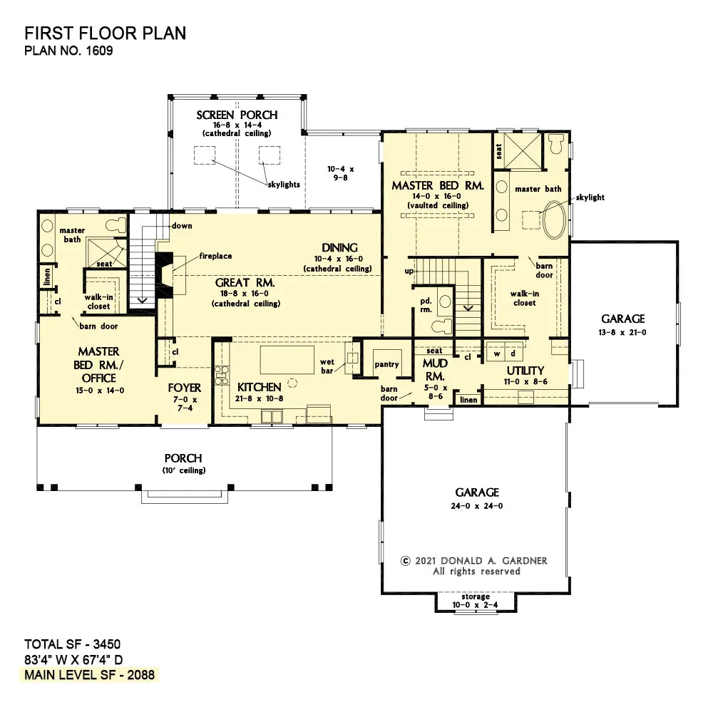 This is the first floor plan image for modern farmhouse house plan 1609 The Colville