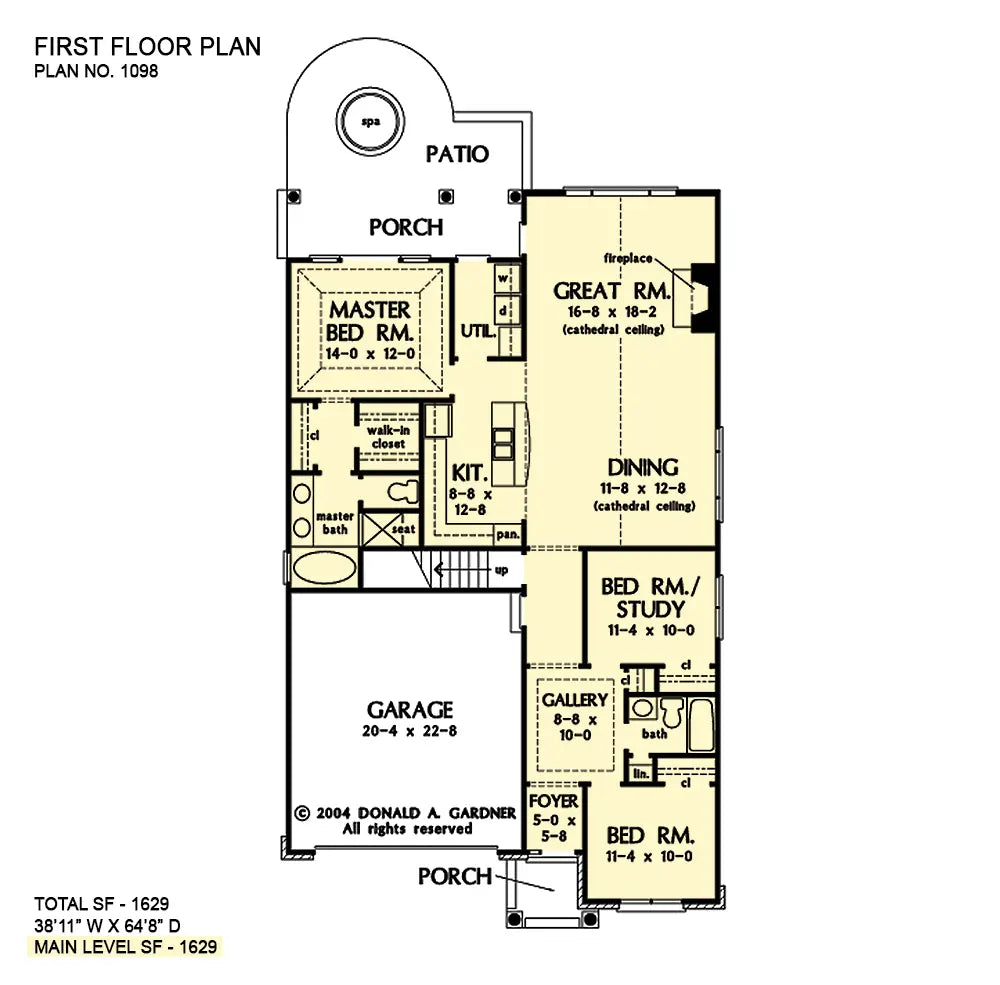 This is the first floor plan image for small house plan 1098 The Connelly