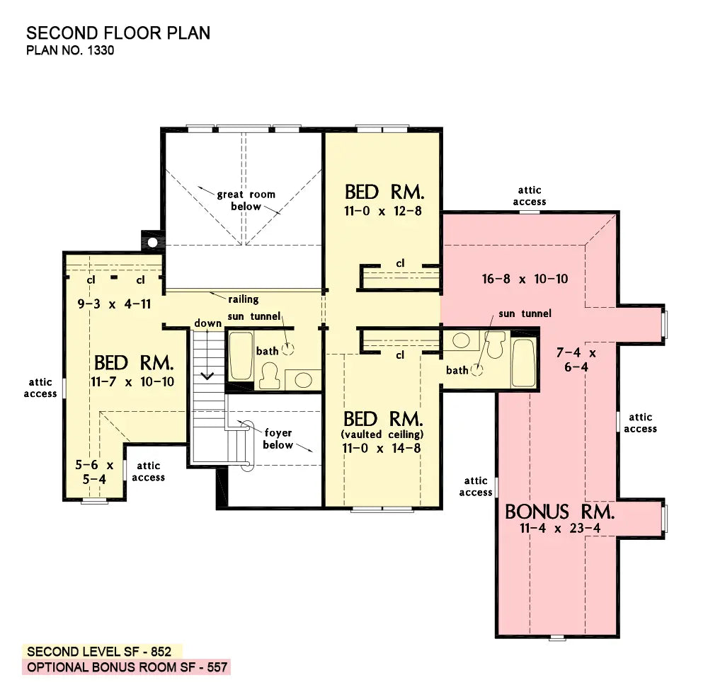 This is the second floor plan image for family house plan 1330 The Copland