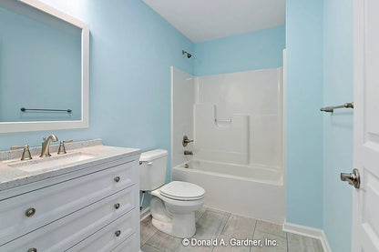 Bathroom with tub & shower and single vanity