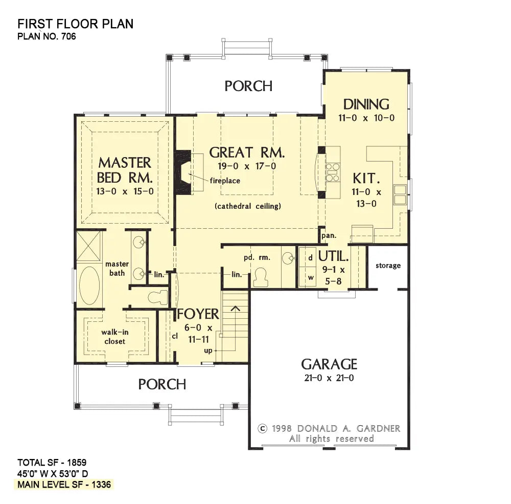 This is the first floor plan image for house plan 706 The Courtney