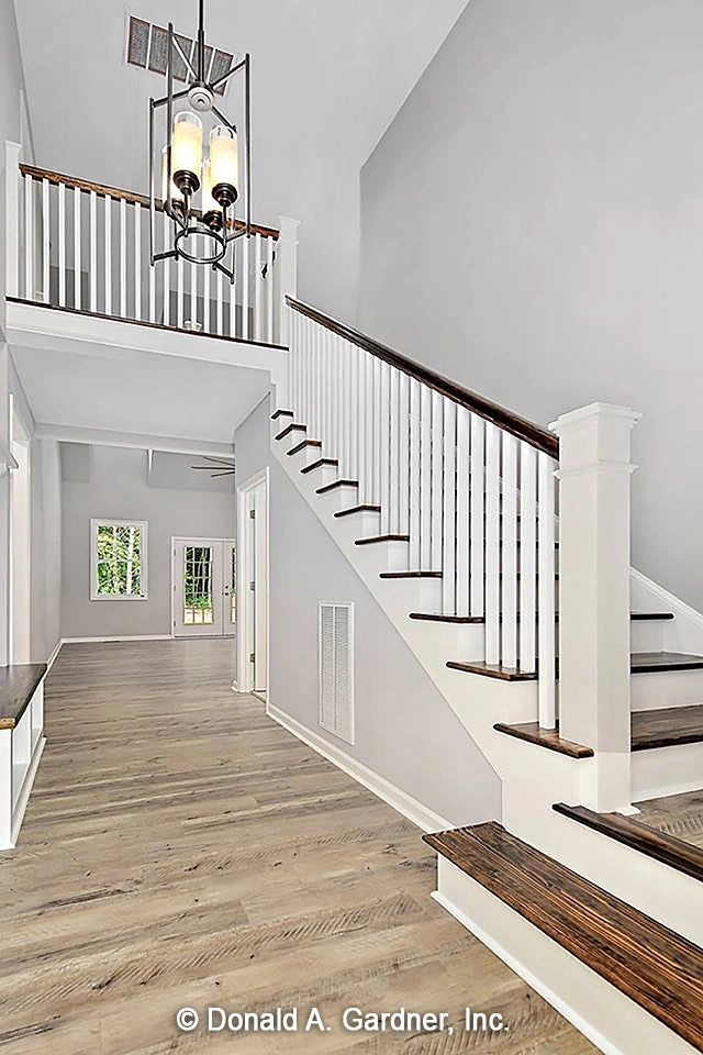 Foyer with drop zone and stairs to the second floor