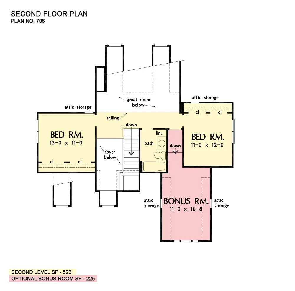 This is the second floor plan image for house plan 706 The Courtney