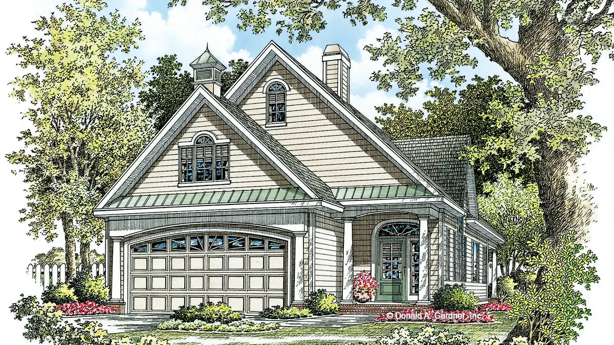 This is an illustration of the front of small house plan 1156 The Crenshaw