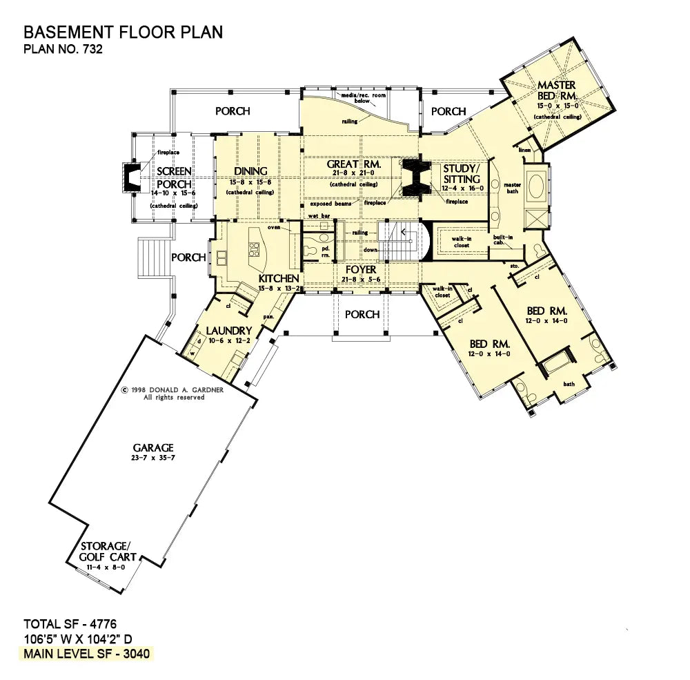 This is the first floor plan image for luxury house plan 732 The Crowne Canyon