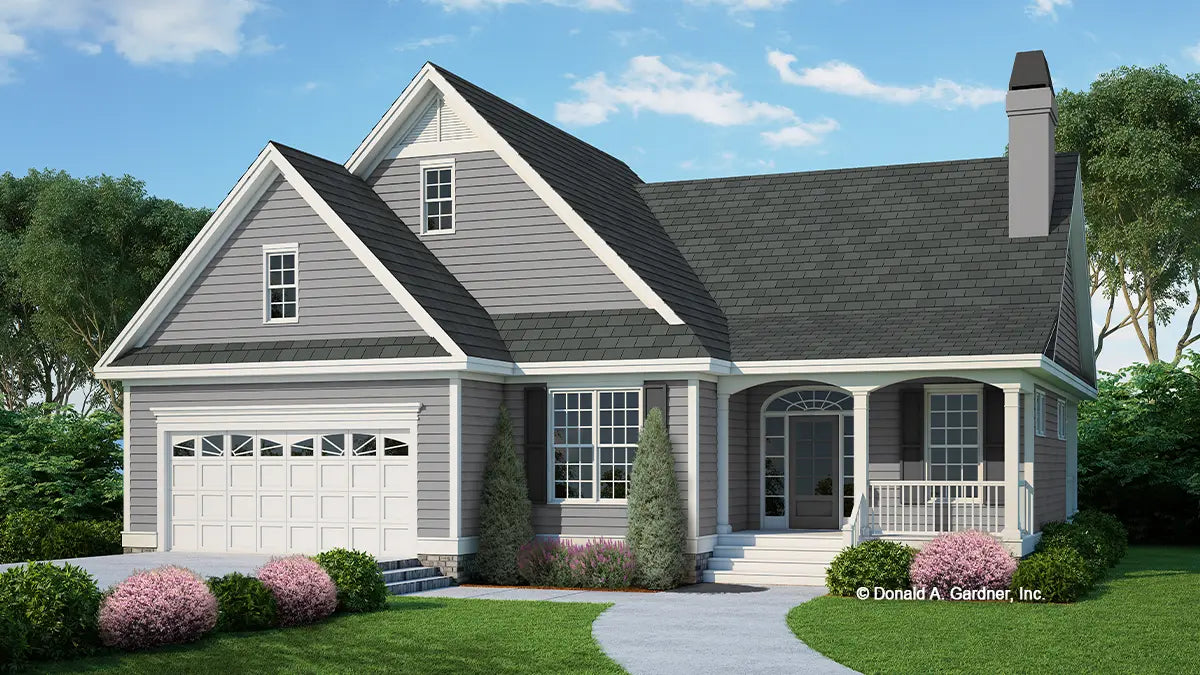 This is an illustration of the front of simple house plan 832 The Culbreth