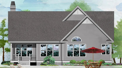 This is an illustration of the rear of three bedroom house plan 832 The Culbreth