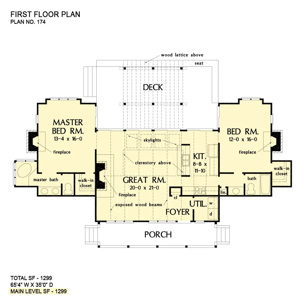 This is the first floor plan image for small house plan 174 The Cullowhee