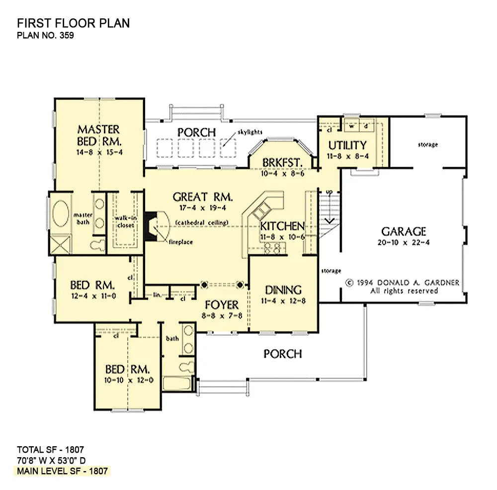 This is the first floor plan image for country house plan 359 The Culver