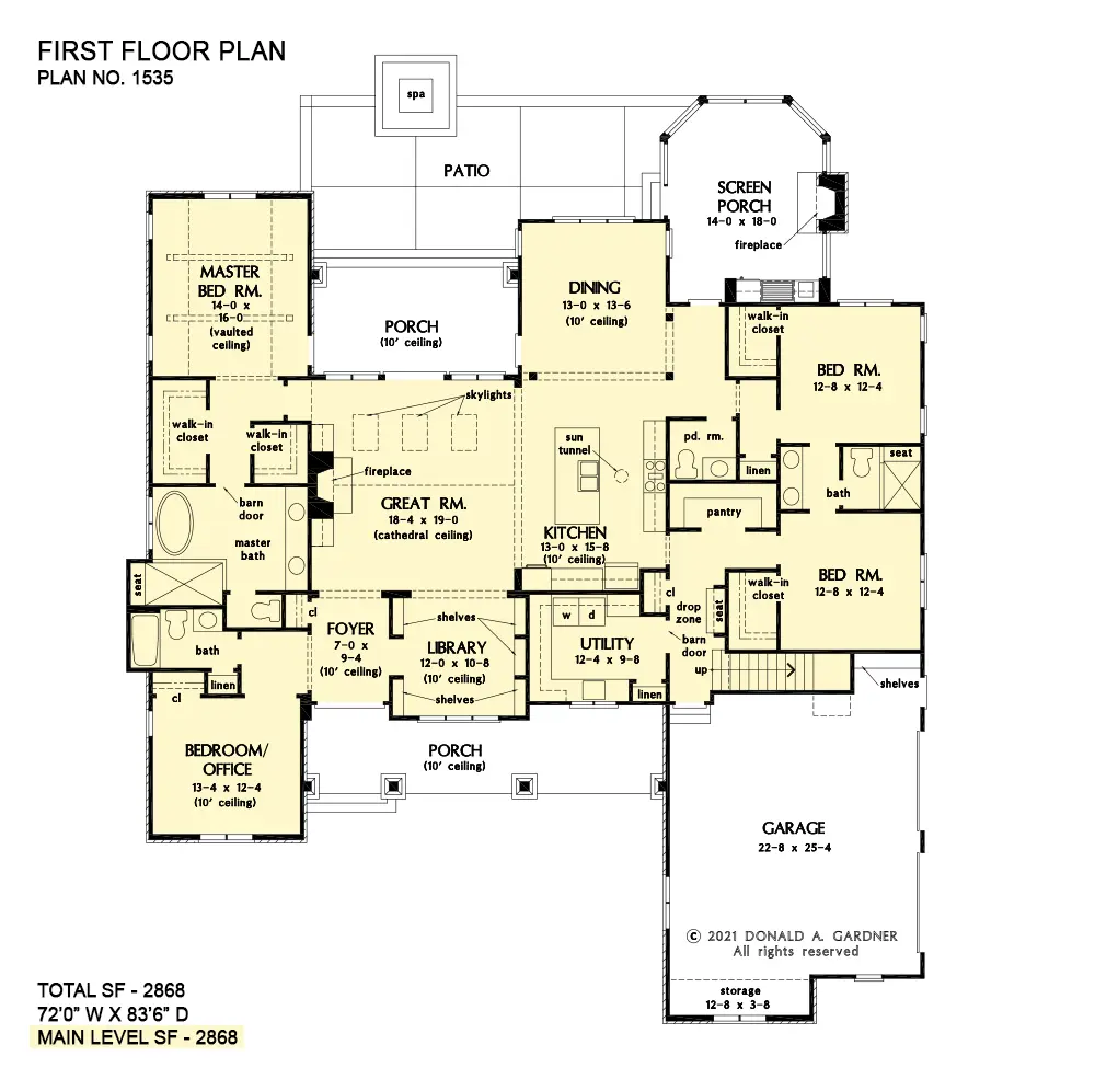 This is the first floor plan image for rustic house plan 1535 The Curtis