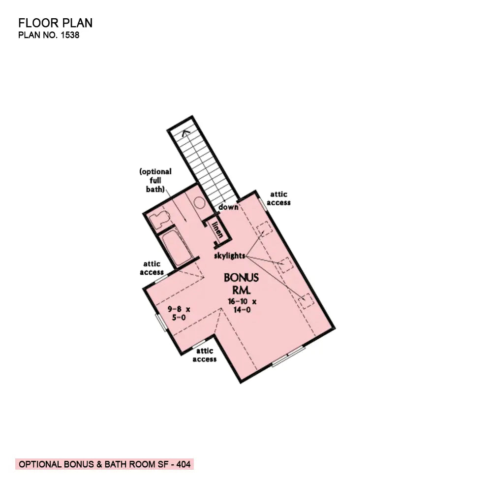 This is the bonus room floor plan image for modern farmhouse house plan 1538 The Cyrus