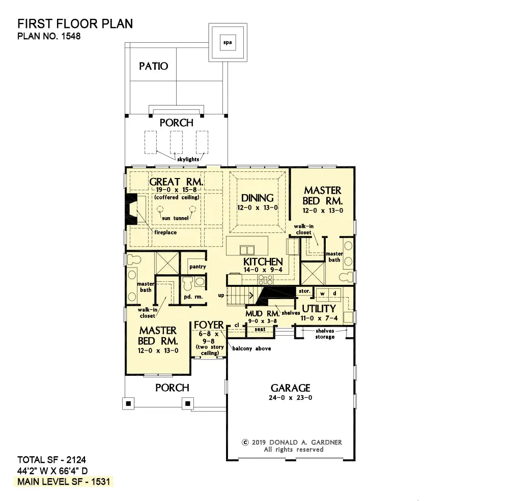 This is the first floor plan image for two story house plan 1548 The Dahlia