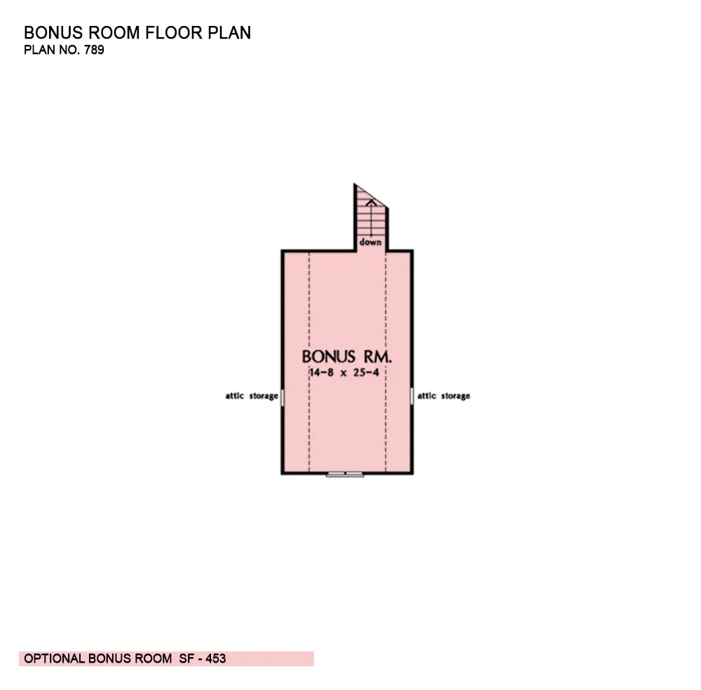 This is the bonus room floor plan image for craftsman house plan 789 The Dakota