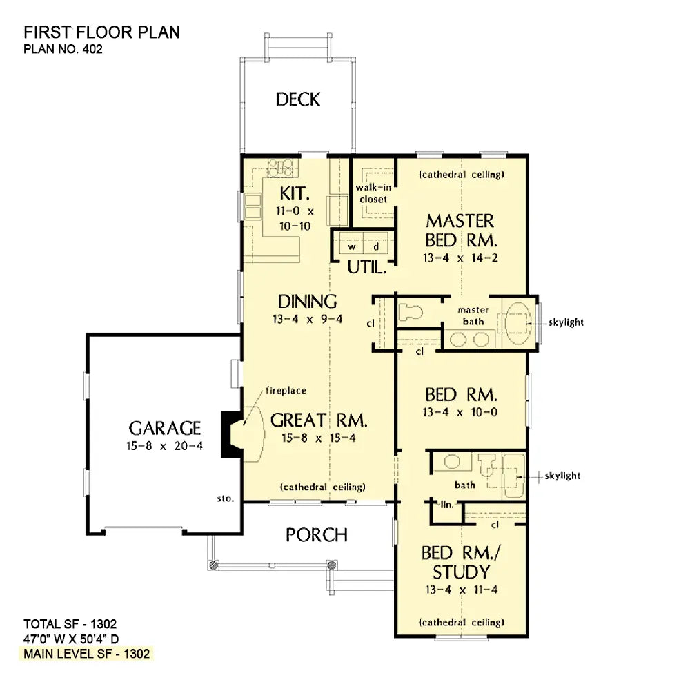 This is the first floor plan image for small house plan 402 The Davidson