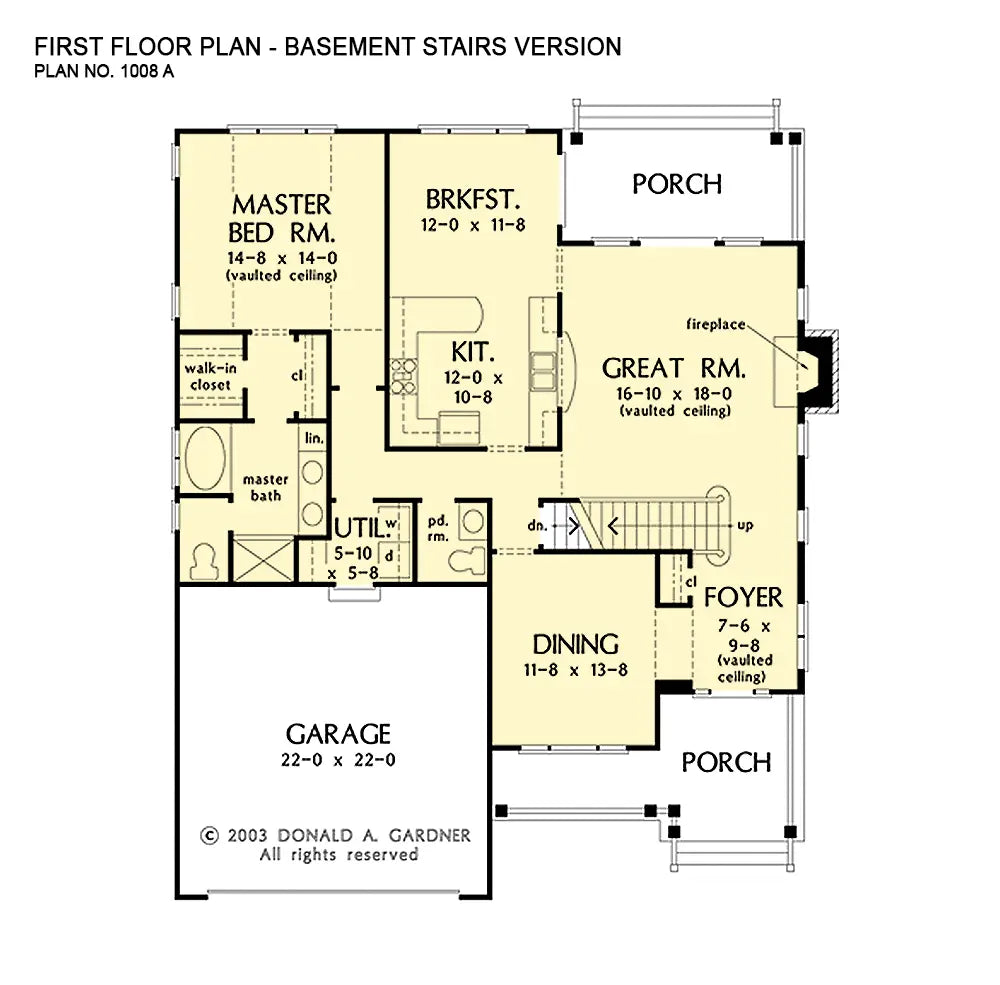 This is the first floor plan image for two story house plan 1008 The Dayton if the home is built over a basement