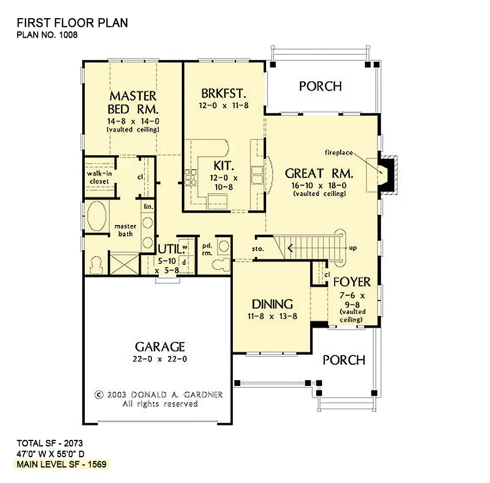 This is the first floor plan image for simple house plan 1008 The Dayton