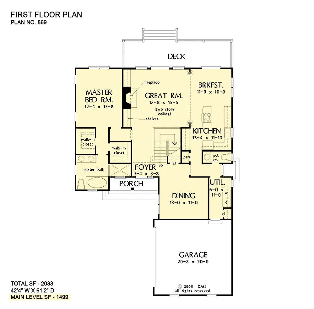 This is the first floor plan image for narrow lot house plan 869 The Denmark