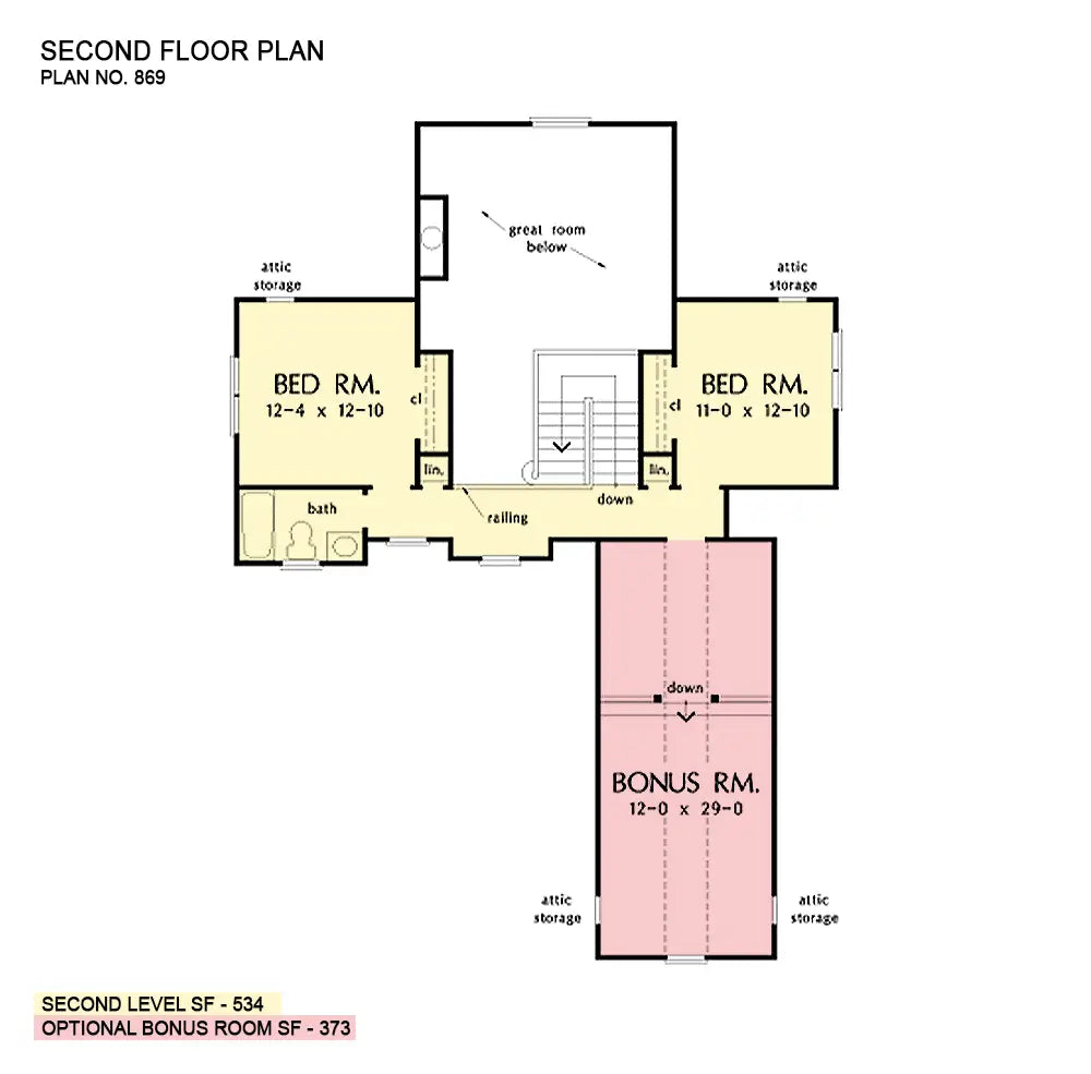 This is the second floor plan image for farmhouse plan 869 The Denmark