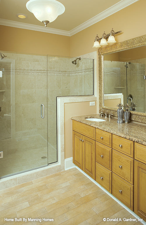 This is picture of the master bathroom as built by a customer of four bedroom house plan 1032 The Derbyville