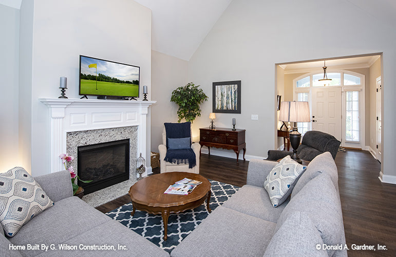 Great room and foyer picture of small house plan 1030 The Dewfield