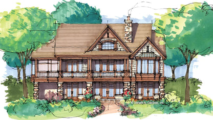 Rear view illustration. The Dogwood Ridge plan 5005.