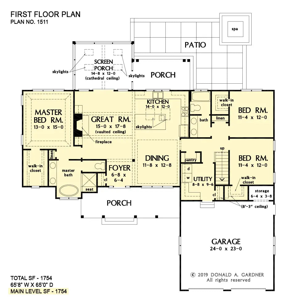 This is the first floor plan image for small house plan 1511 The Dorien