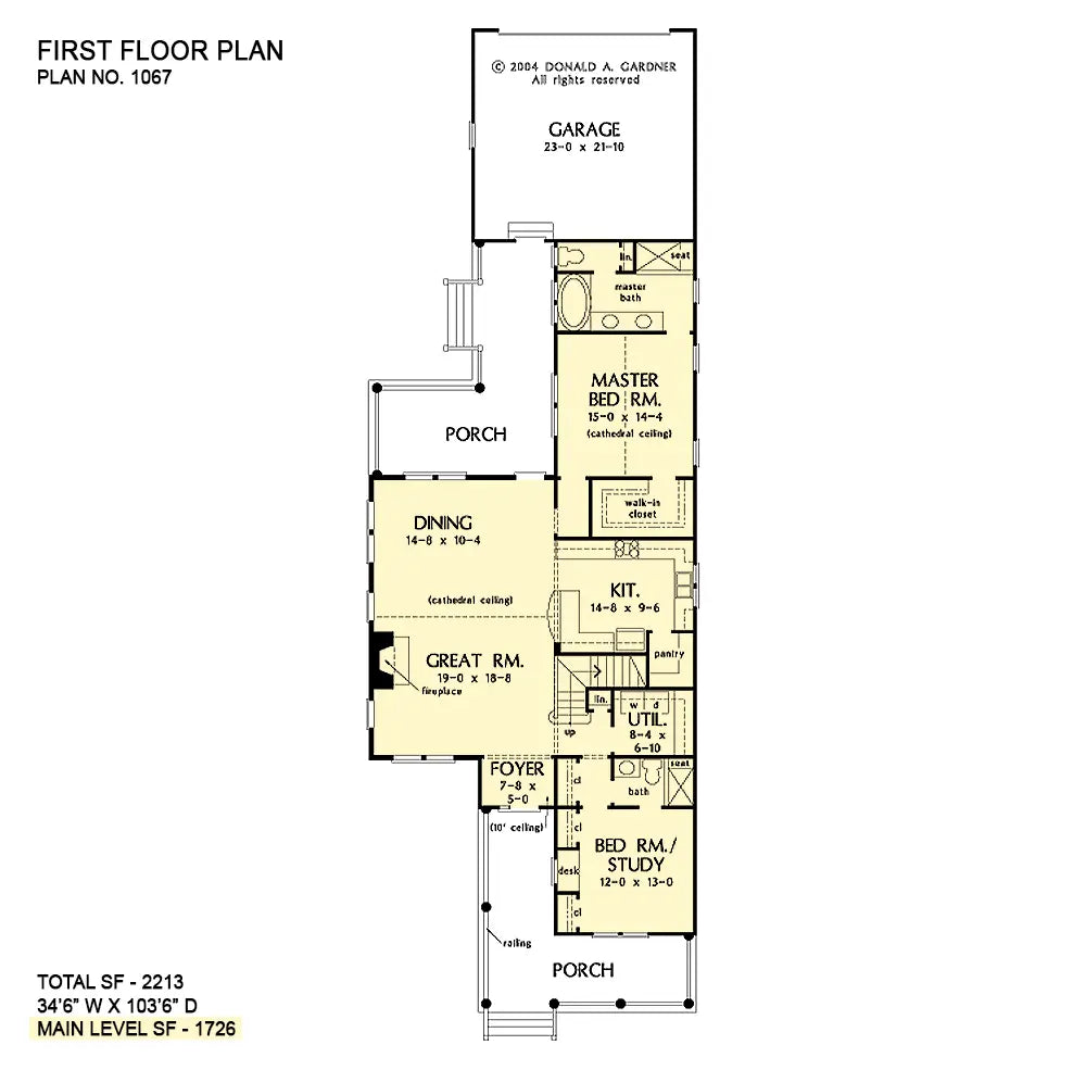 floor plan is long and narrow the bedrooms, kitchen, utility room and master suite all on the right side with the great room and dining area to the left.