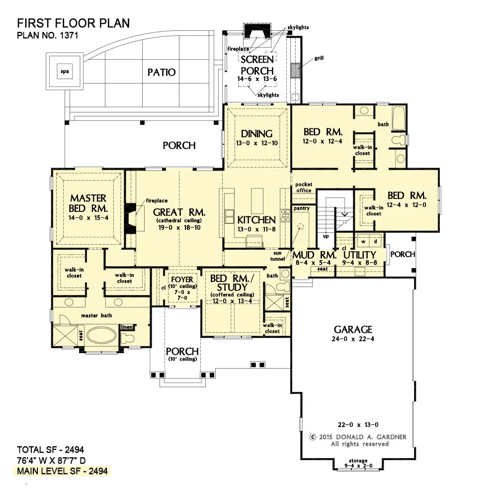 This is the first floor plan image for house plan 1371 The Drake