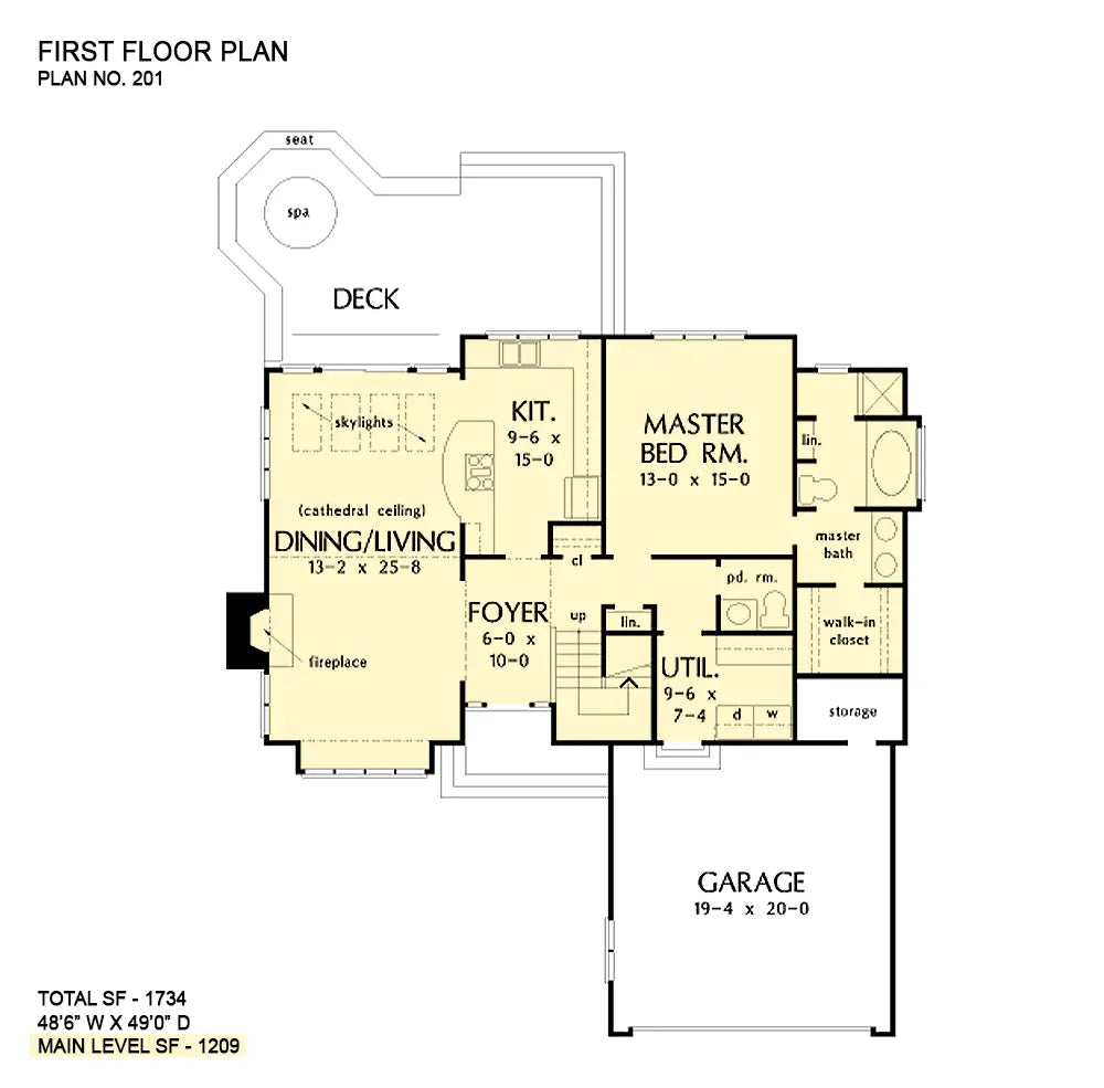 This is the first floor plan image for contemporary house plan 201 The Dunkirk