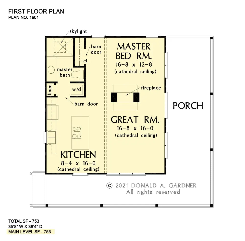 This is the first floor plan image for tiny house plan 1601 The Dwight