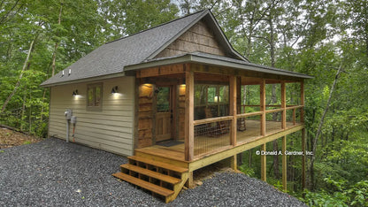 This is a photograph of the front of tiny house plan 1601 The Dwight as built by a customer